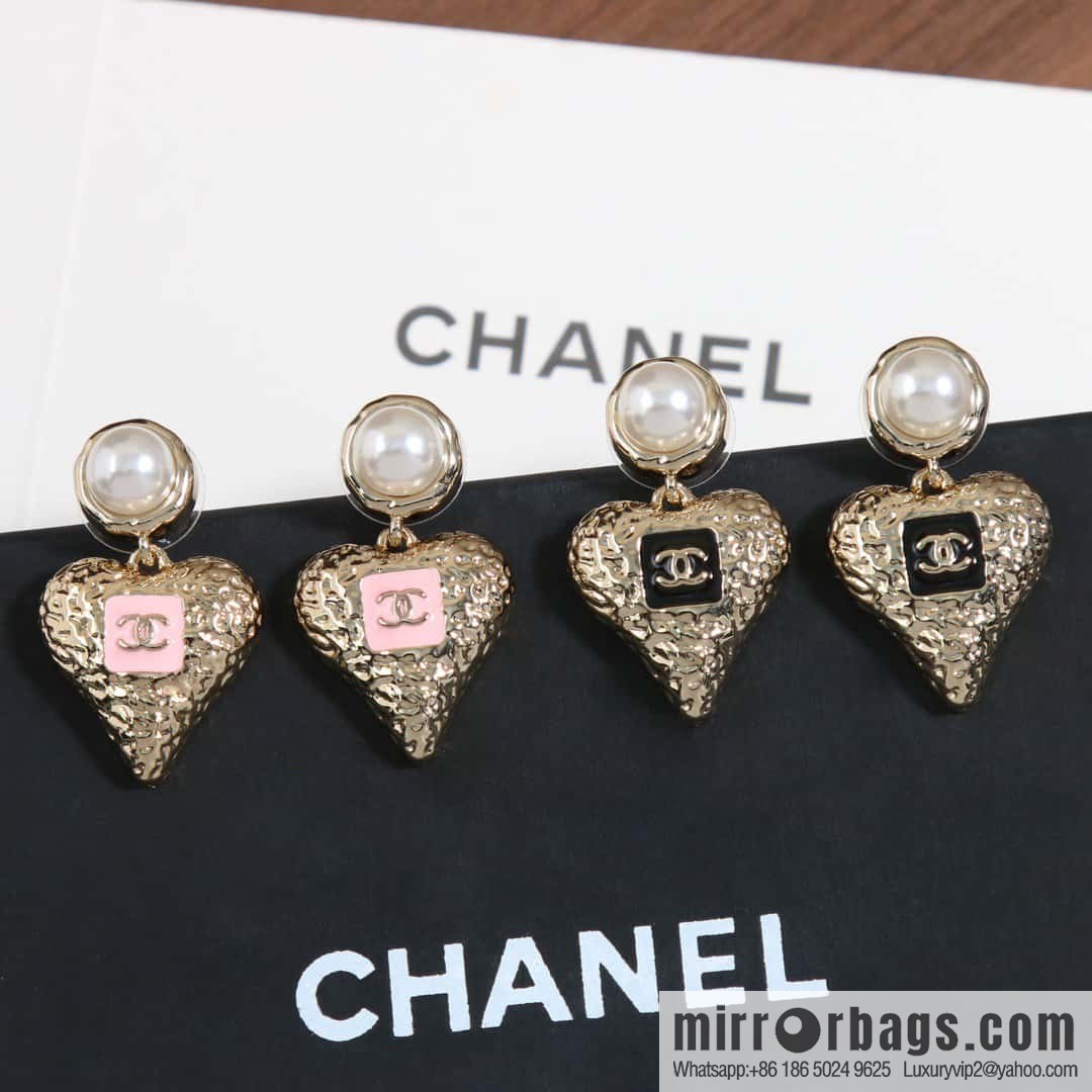 ☀️New ☑️ chanel c2 double c peach heart love earrings earrings ☀️