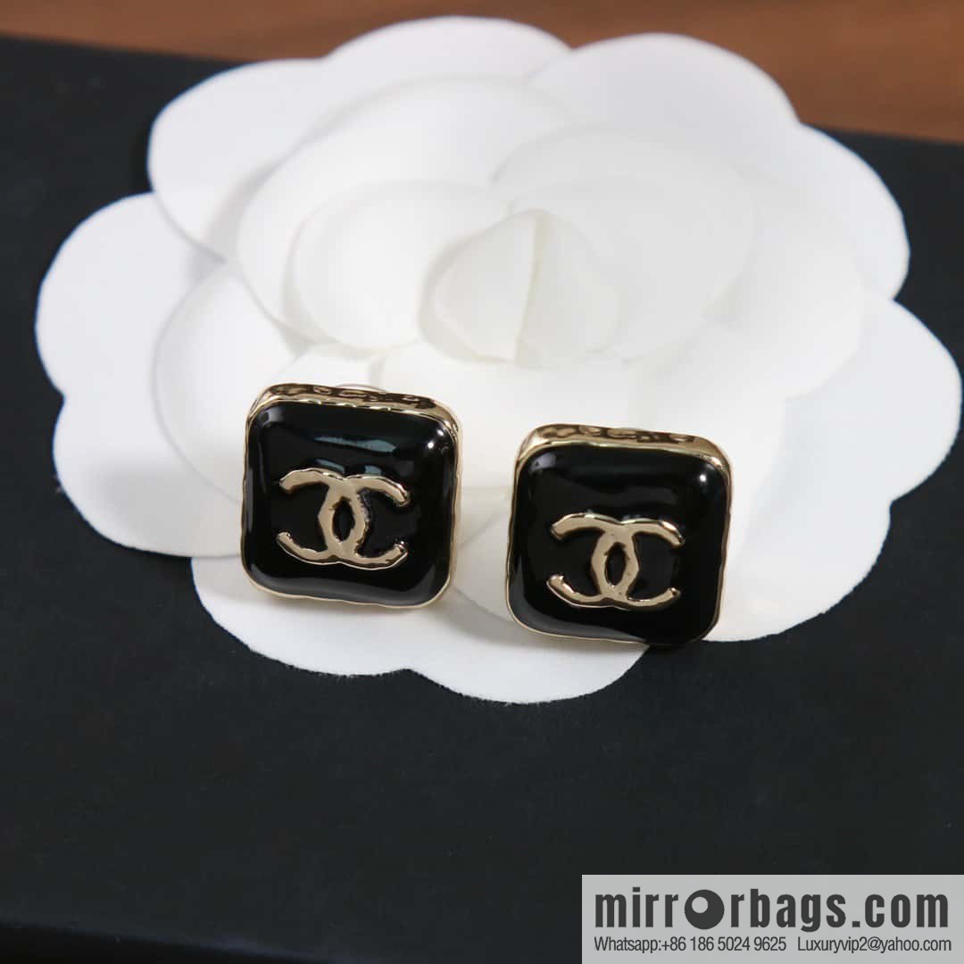 ☀️New ☑️ chanel c1 double c square oil drip earrings
