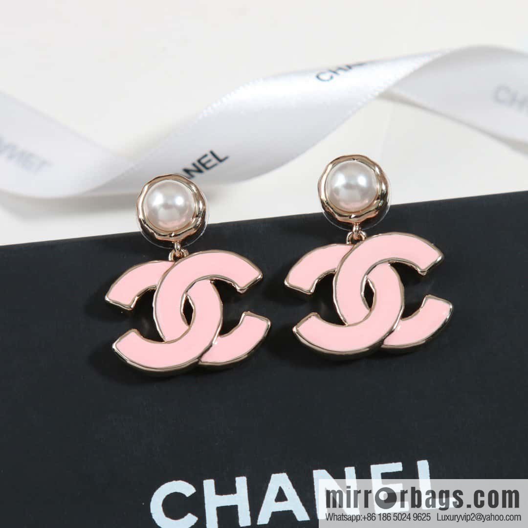 ☀️New ☑️ chanel c2 double c pink oil drop pearl earrings ☀️