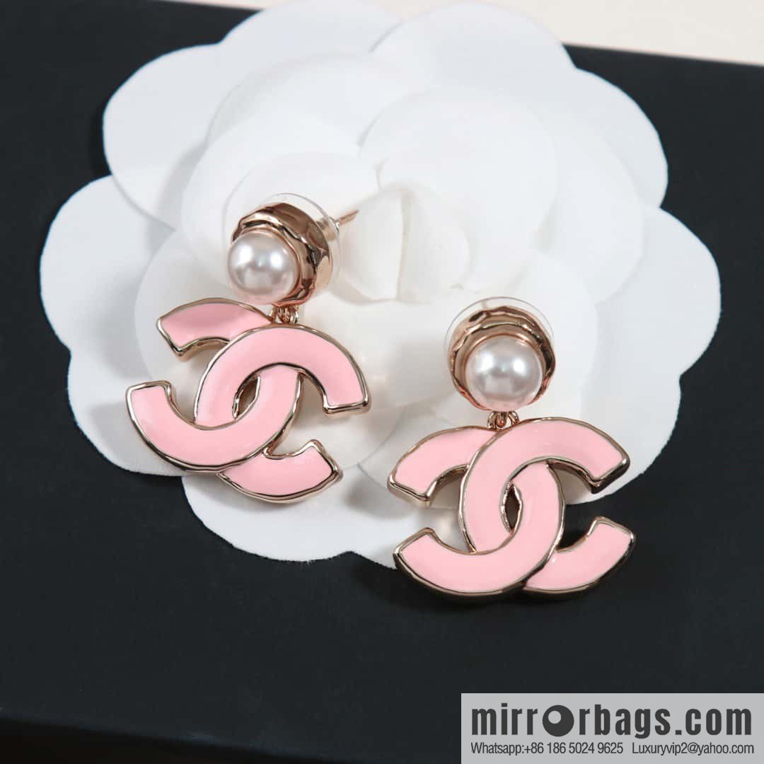 ☀️New ☑️ chanel c2 double c pink oil drop pearl earrings ☀️