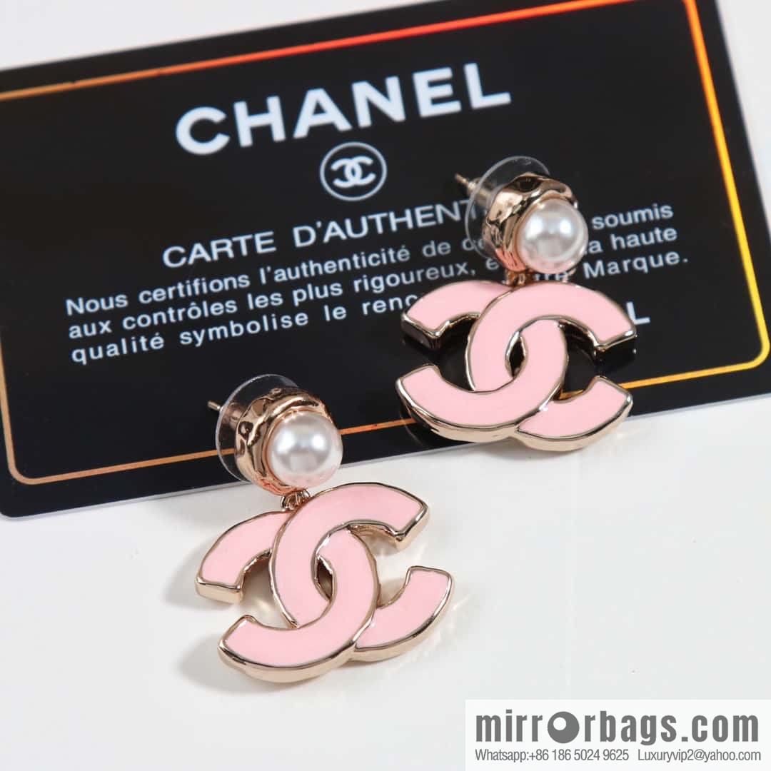 ☀️New ☑️ chanel c2 double c pink oil drop pearl earrings ☀️