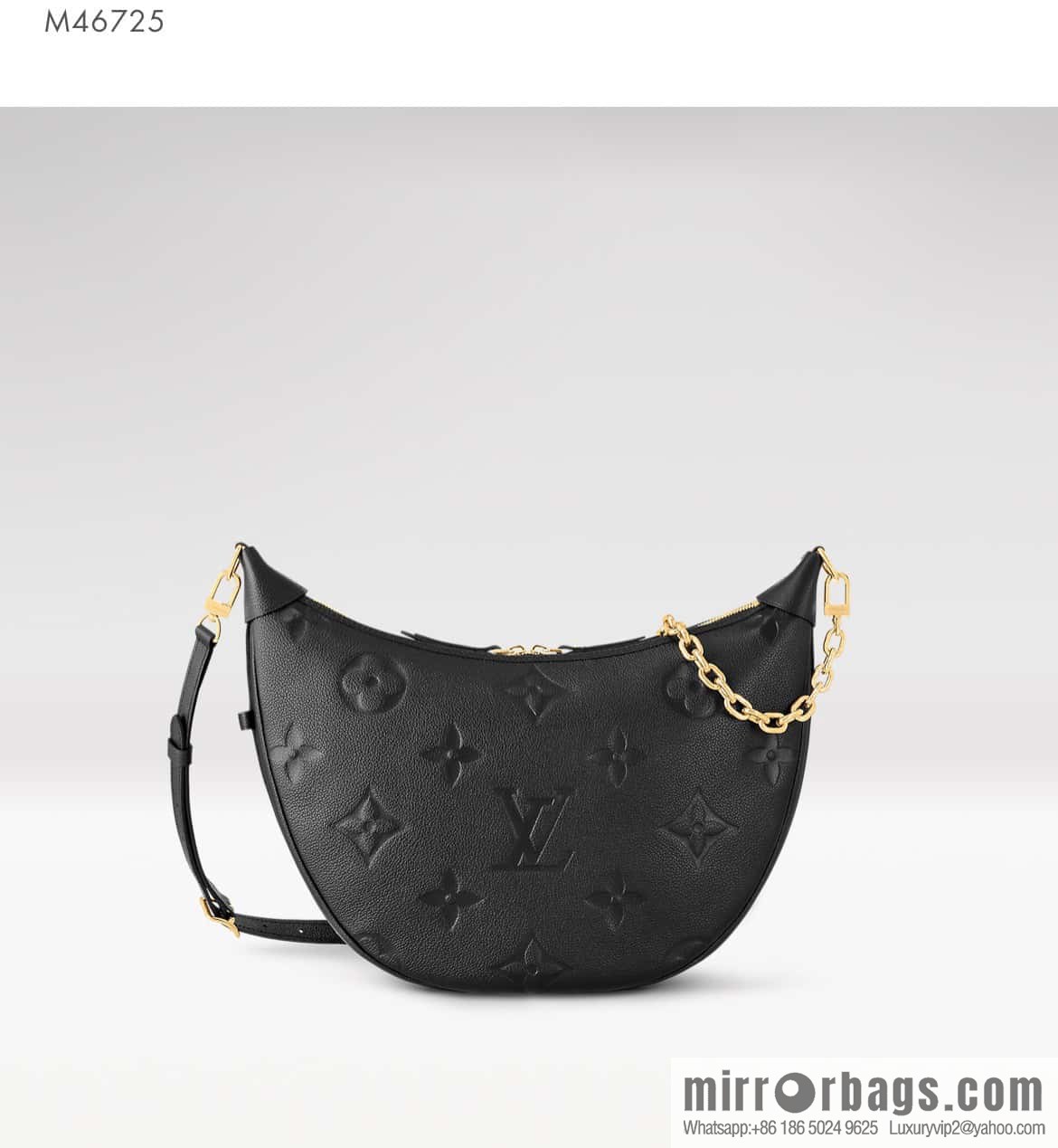 [Boutique‑grade] M46725 black full leather, moon bag series, this Loop Hobo handbag.
