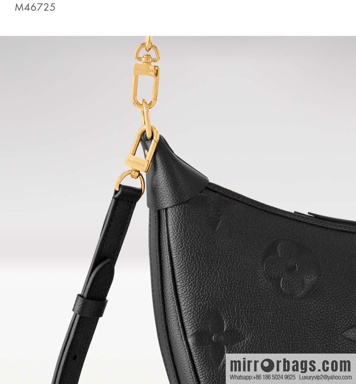 [Boutique‑grade] M46725 black full leather, moon bag series, this Loop Hobo handbag.