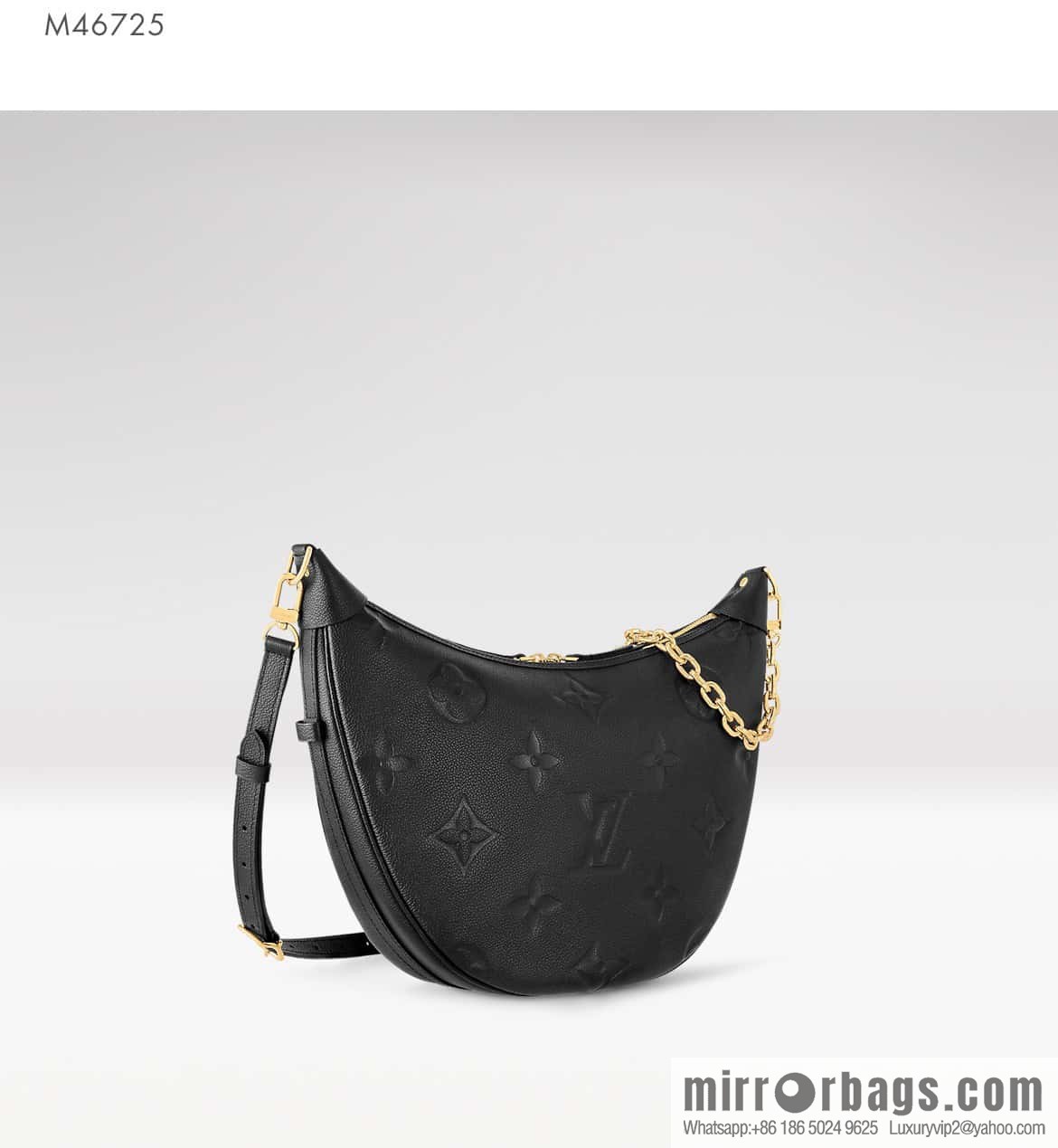 [Boutique‑grade] M46725 black full leather, moon bag series, this Loop Hobo handbag.
