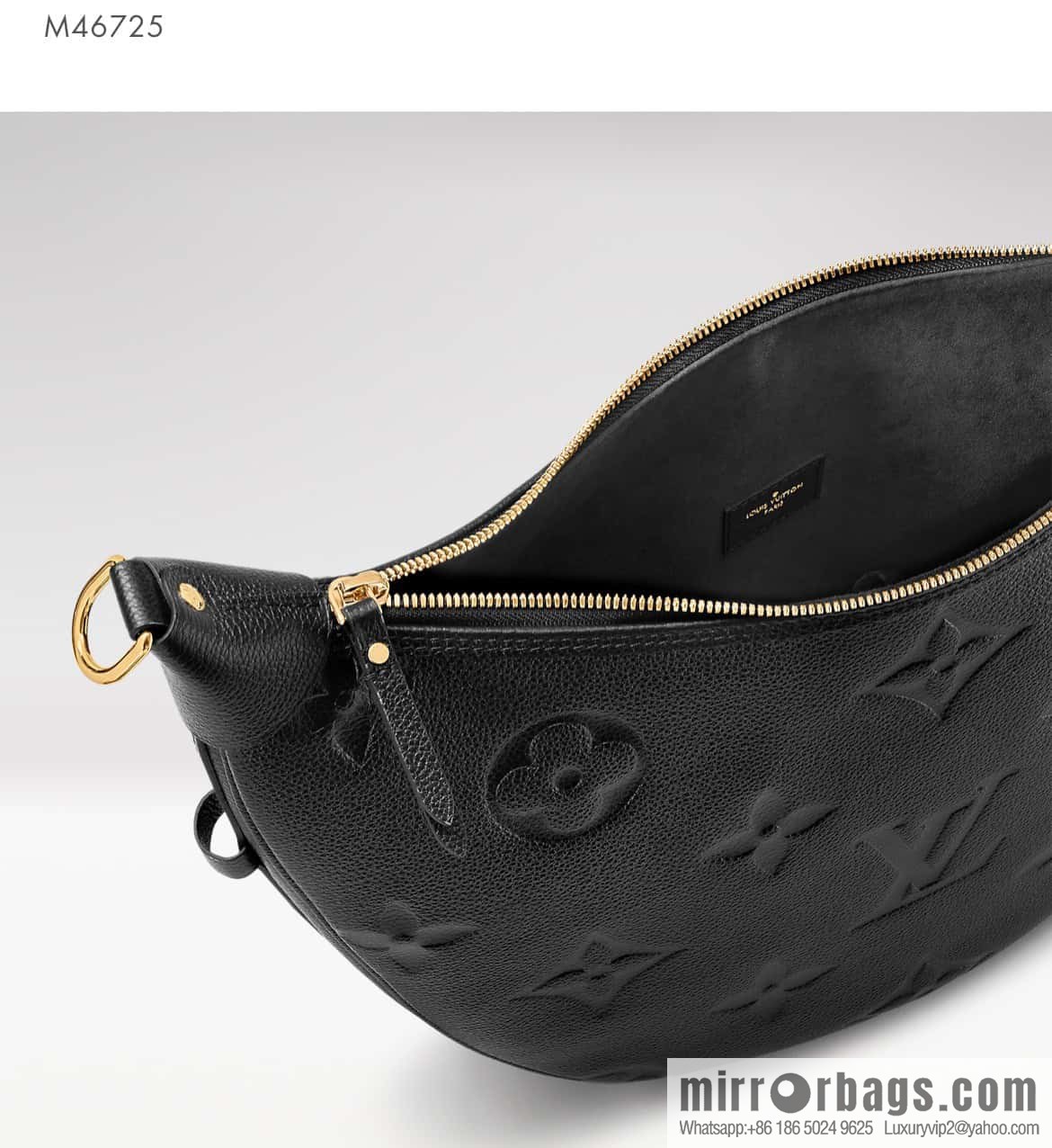 [Boutique‑grade] M46725 black full leather, moon bag series, this Loop Hobo handbag.