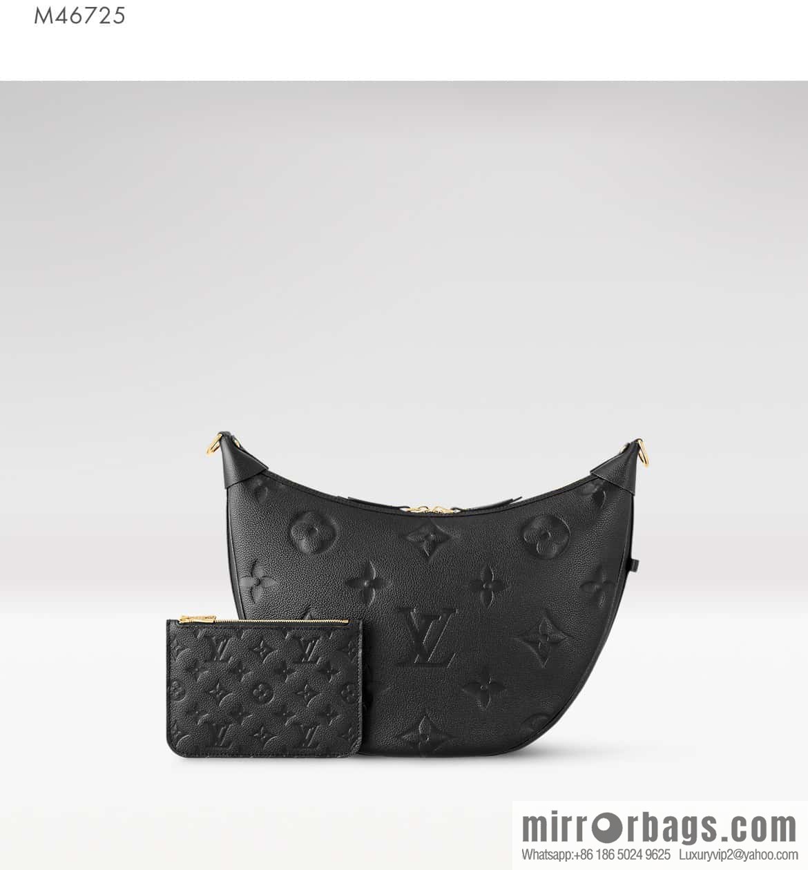 [Boutique‑grade] M46725 black full leather, moon bag series, this Loop Hobo handbag.