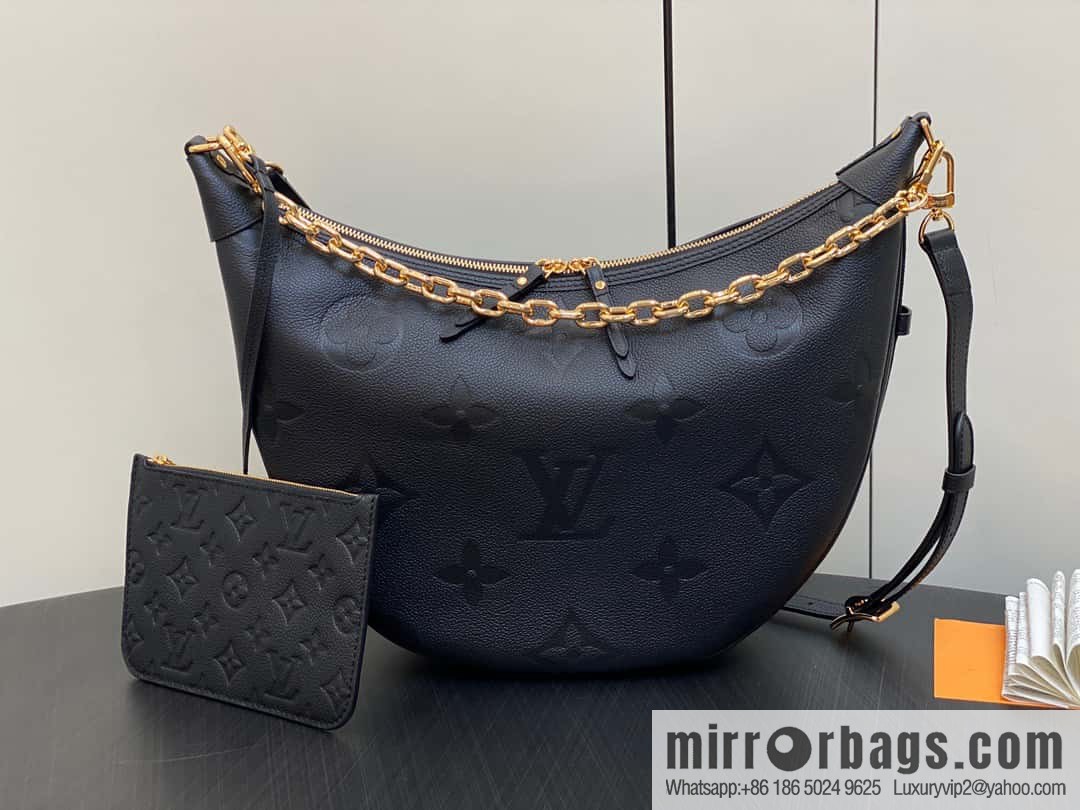 [Boutique‑grade] M46725 black full leather, moon bag series, this Loop Hobo handbag.