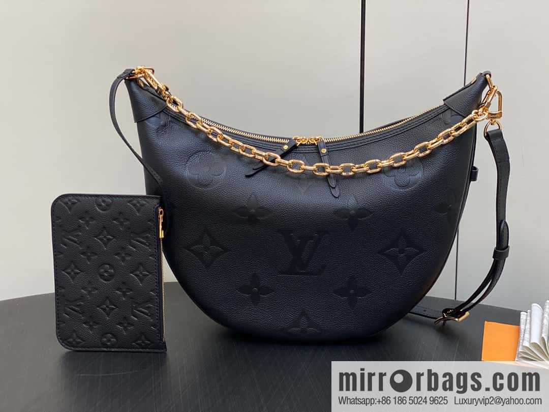 [Boutique‑grade] M46725 black full leather, moon bag series, this Loop Hobo handbag.