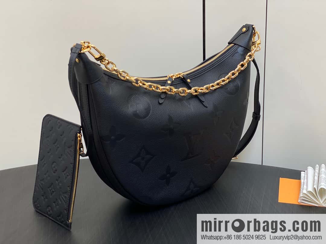 [Boutique‑grade] M46725 black full leather, moon bag series, this Loop Hobo handbag.