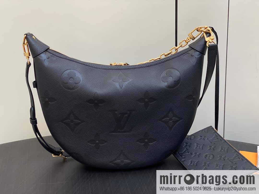 [Boutique‑grade] M46725 black full leather, moon bag series, this Loop Hobo handbag.