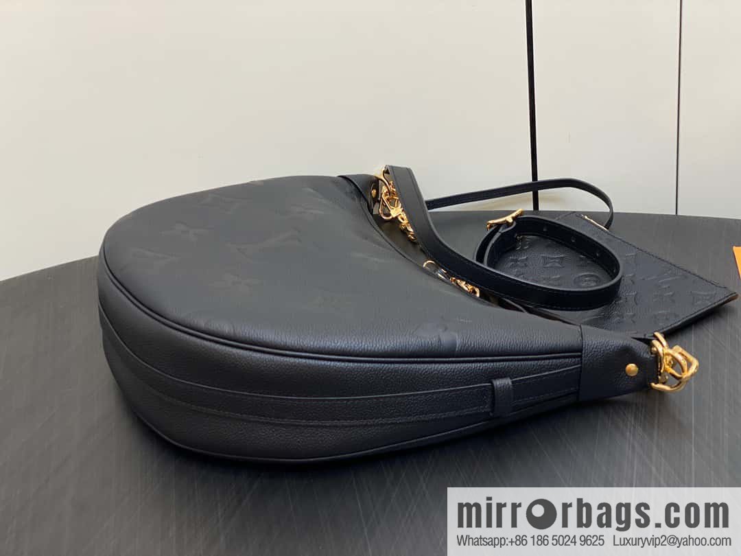 [Boutique‑grade] M46725 black full leather, moon bag series, this Loop Hobo handbag.