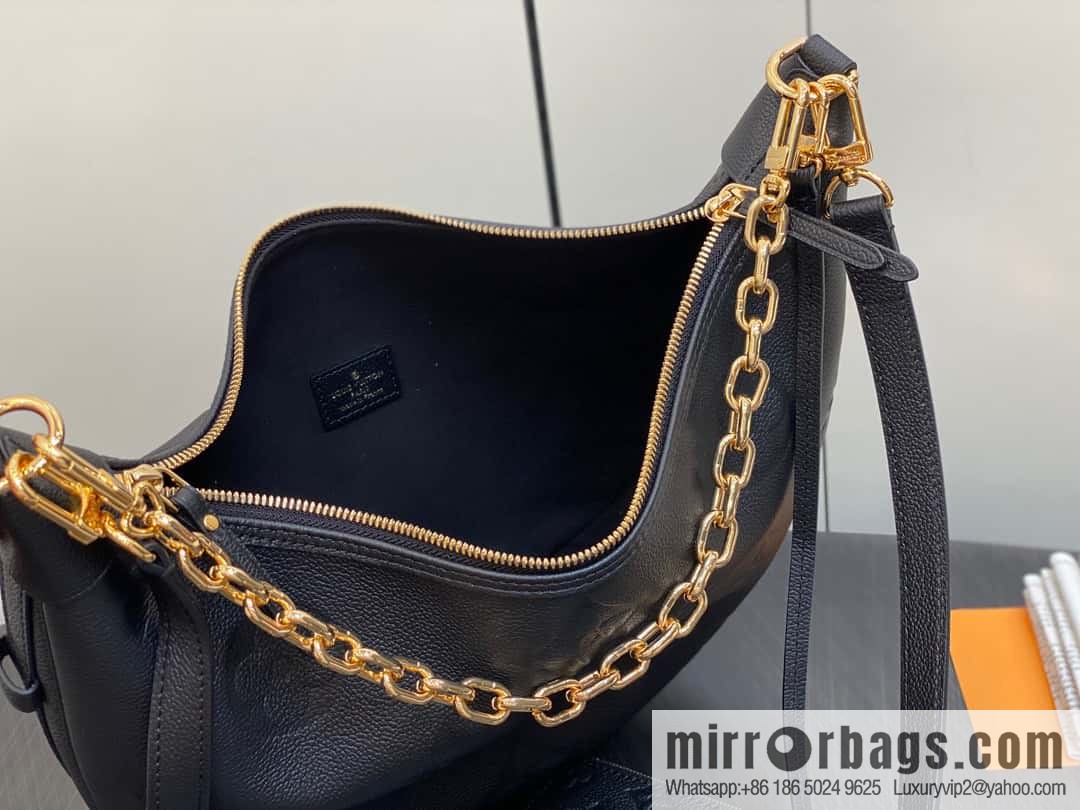 [Boutique‑grade] M46725 black full leather, moon bag series, this Loop Hobo handbag.