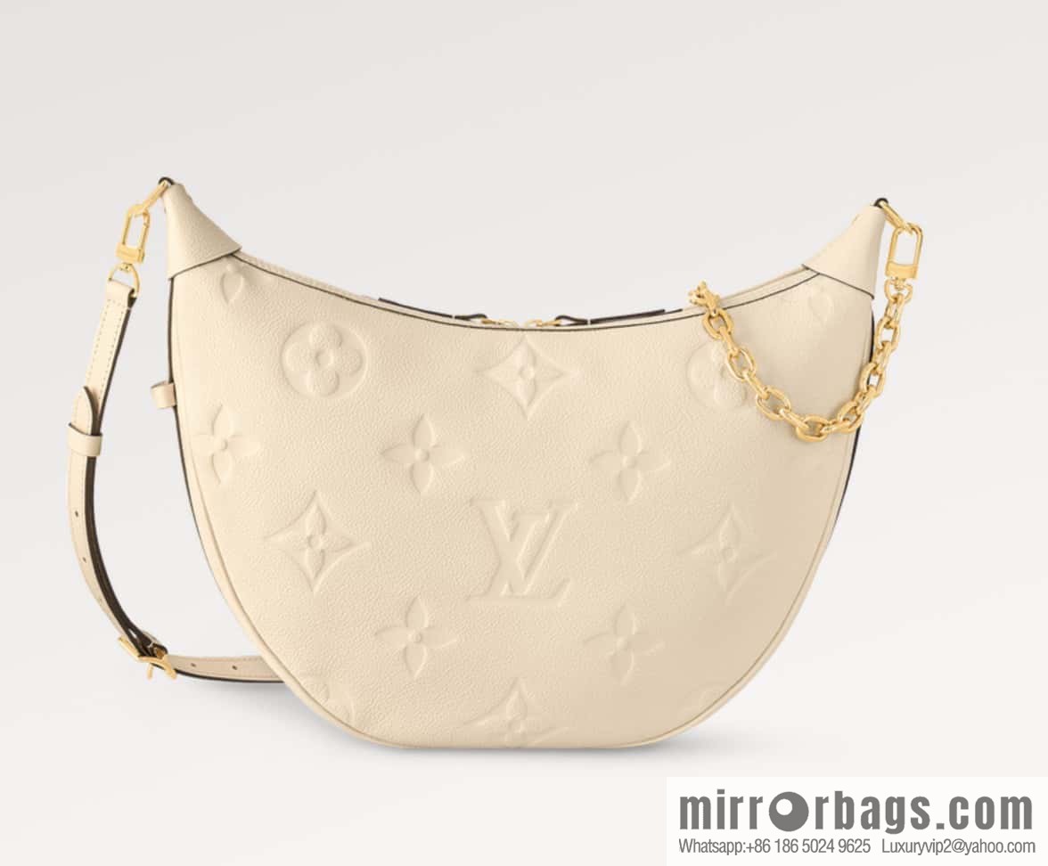 [Boutique‑grade] M46725 meters white full leather, moon bag series, this Loop Hobo handbag.