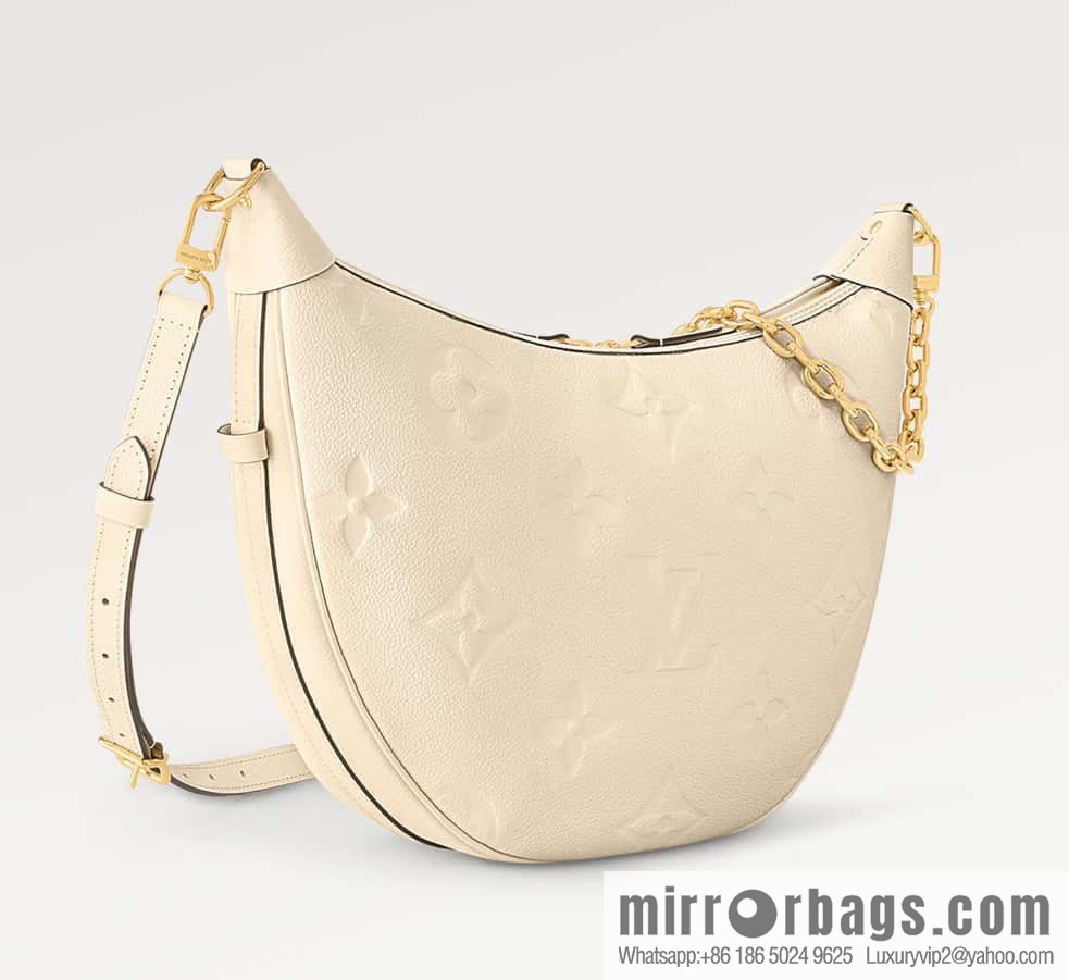 [Boutique‑grade] M46725 meters white full leather, moon bag series, this Loop Hobo handbag.
