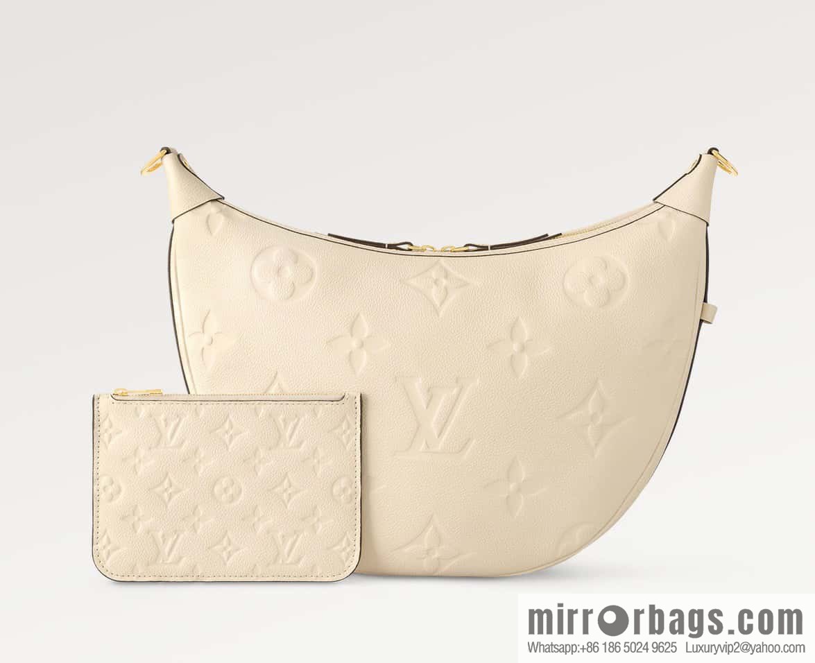 [Boutique‑grade] M46725 meters white full leather, moon bag series, this Loop Hobo handbag.