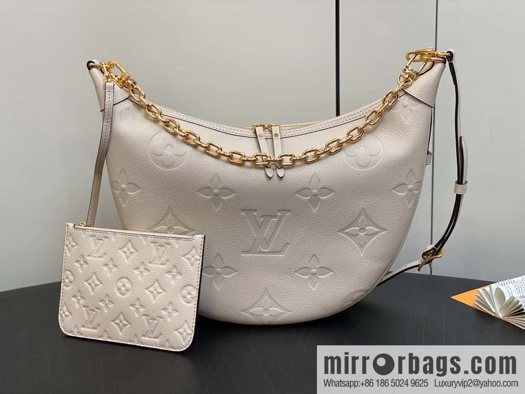 [Boutique‑grade] M46725 meters white full leather, moon bag series, this Loop Hobo handbag.