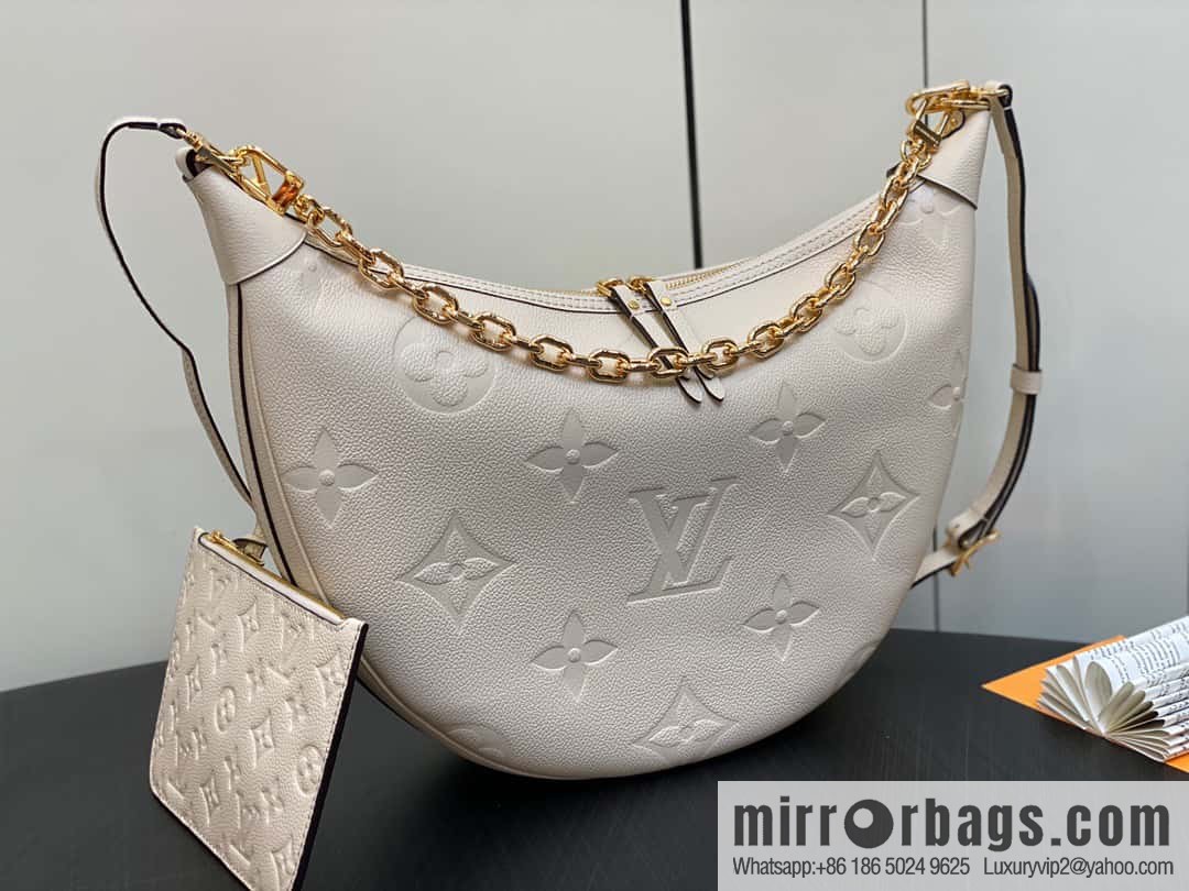 [Boutique‑grade] M46725 meters white full leather, moon bag series, this Loop Hobo handbag.