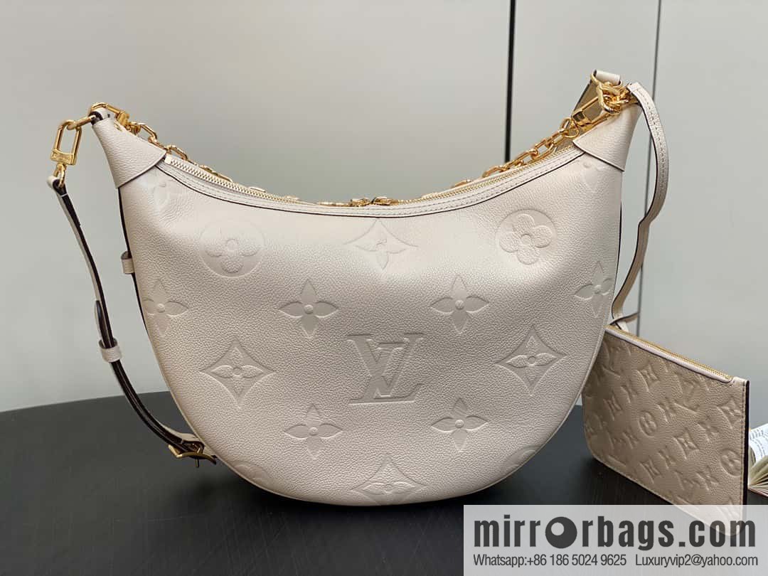 [Boutique‑grade] M46725 meters white full leather, moon bag series, this Loop Hobo handbag.