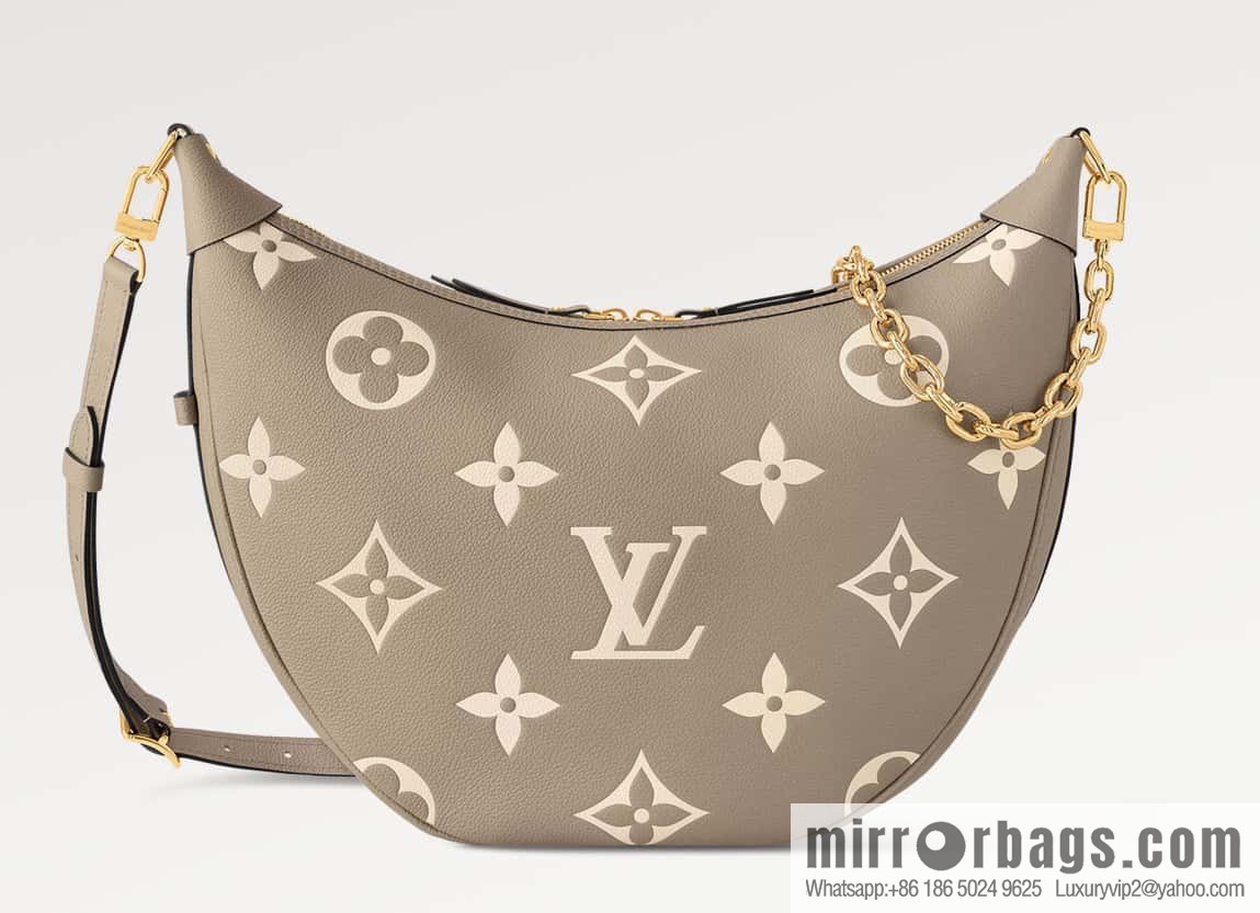 [Boutique‑grade] M46725 M46738 gray silk print full leather moon bag series, this Loop Hobo handbag.