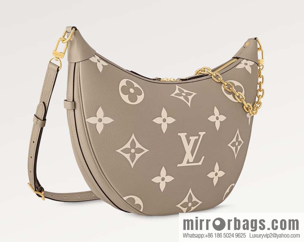 [Boutique‑grade] M46725 M46738 gray silk print full leather moon bag series, this Loop Hobo handbag.