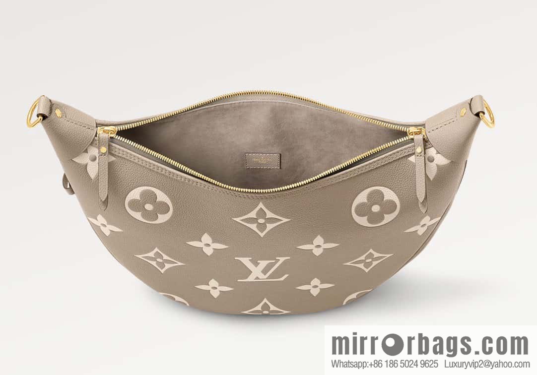 [Boutique‑grade] M46725 M46738 gray silk print full leather moon bag series, this Loop Hobo handbag.