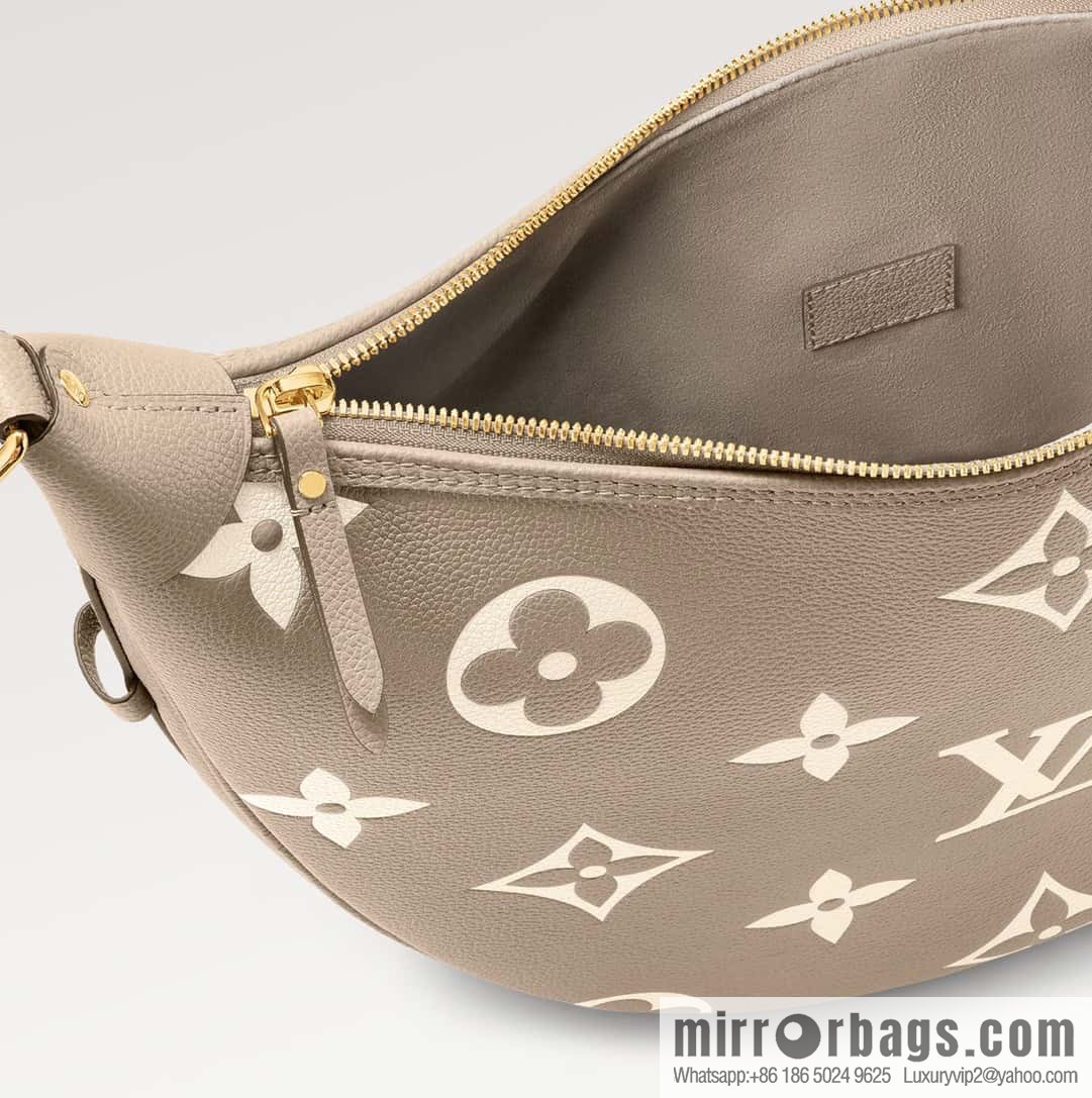 [Boutique‑grade] M46725 M46738 gray silk print full leather moon bag series, this Loop Hobo handbag.
