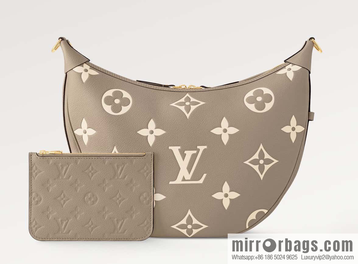 [Boutique‑grade] M46725 M46738 gray silk print full leather moon bag series, this Loop Hobo handbag.