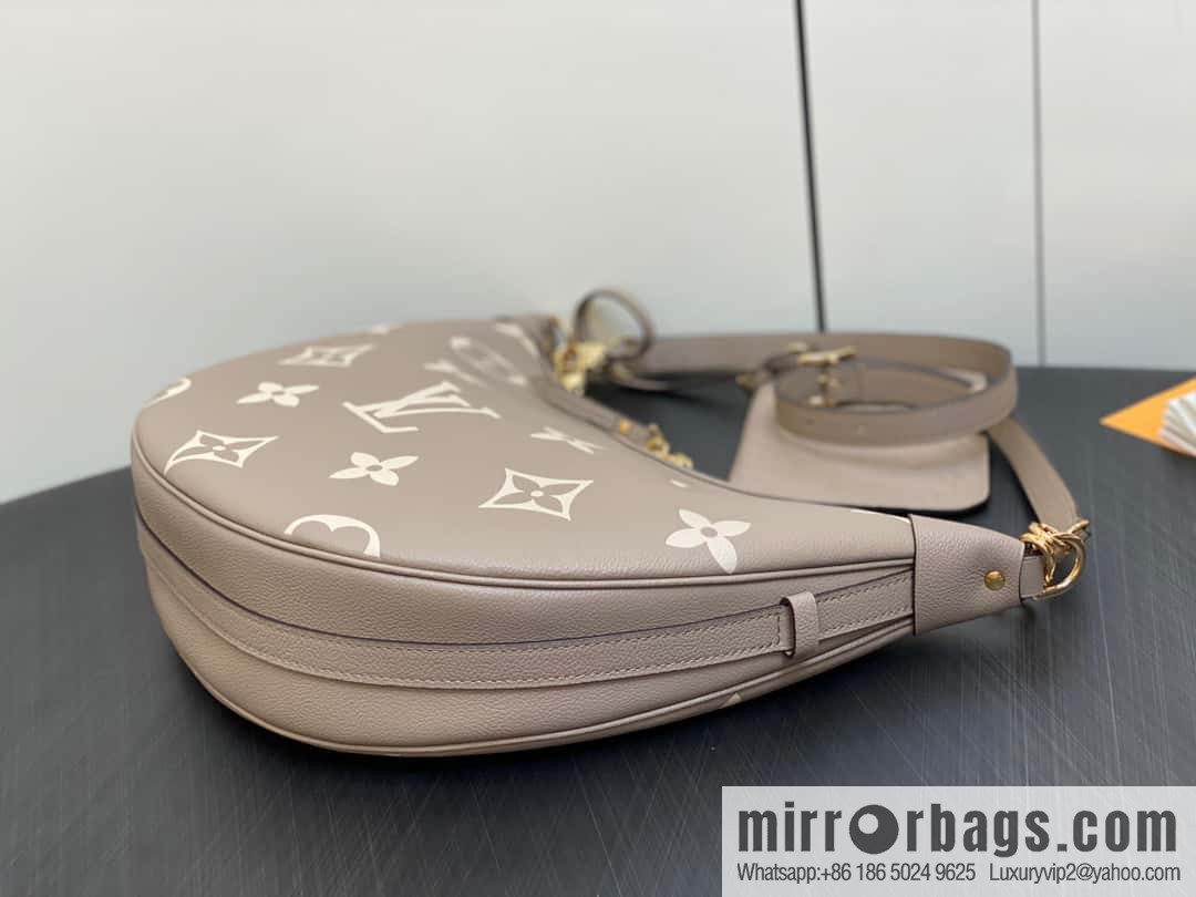 [Boutique‑grade] M46725 M46738 gray silk print full leather moon bag series, this Loop Hobo handbag.