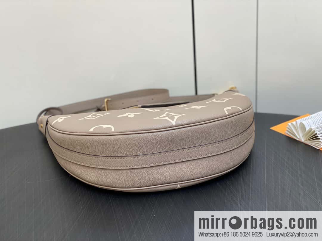[Boutique‑grade] M46725 M46738 gray silk print full leather moon bag series, this Loop Hobo handbag.