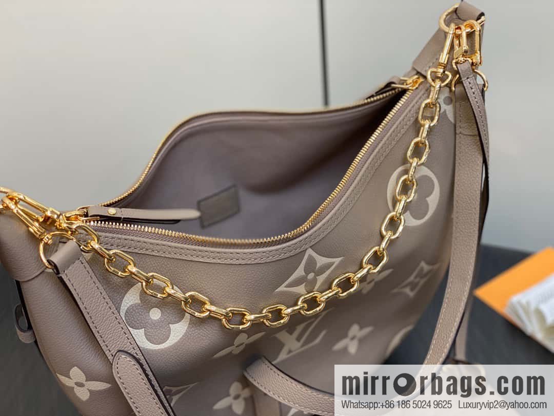 [Boutique‑grade] M46725 M46738 gray silk print full leather moon bag series, this Loop Hobo handbag.