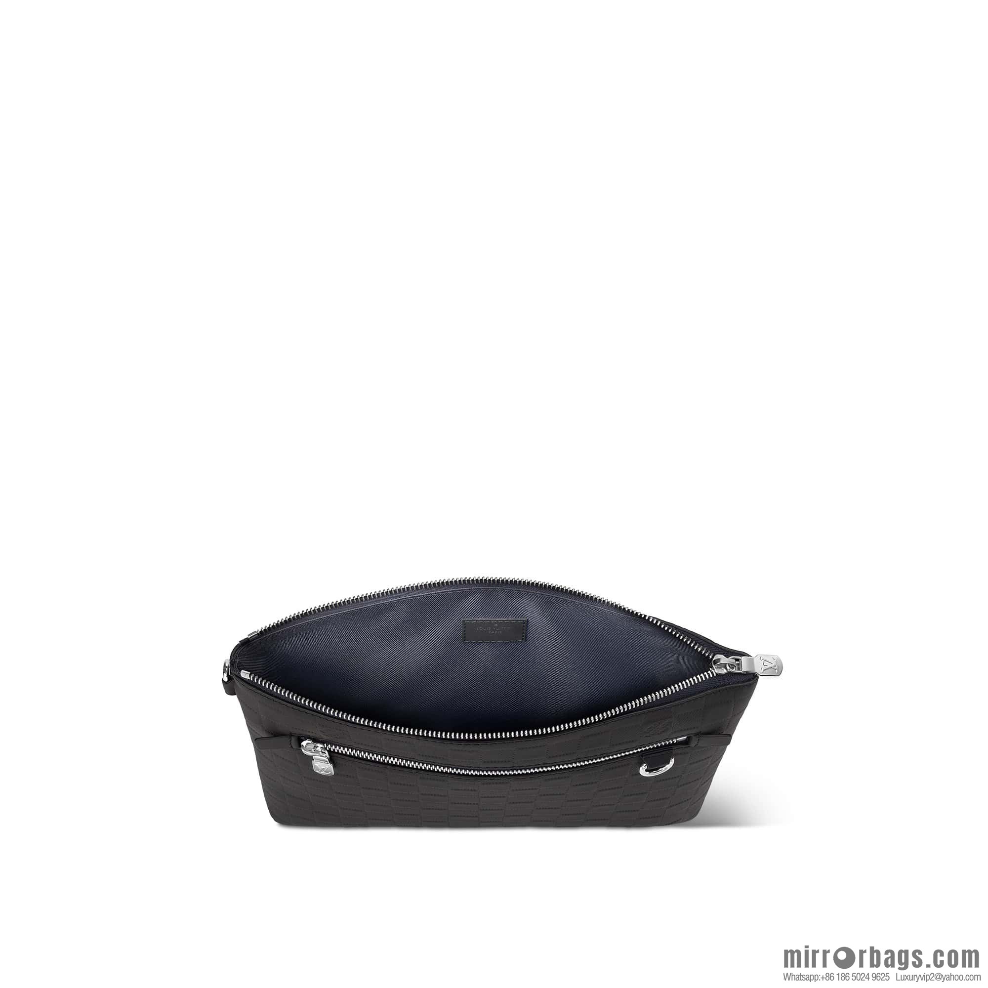 [Premium‑quality] N40504 black full leather pressing grid, clutch bag series TAKEOFF clutch bag