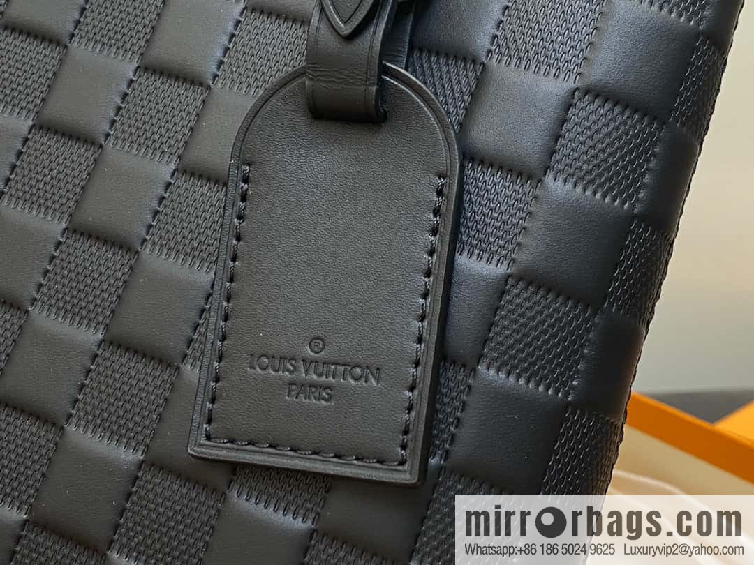 [Premium‑quality] N40504 black full leather pressing grid, clutch bag series TAKEOFF clutch bag