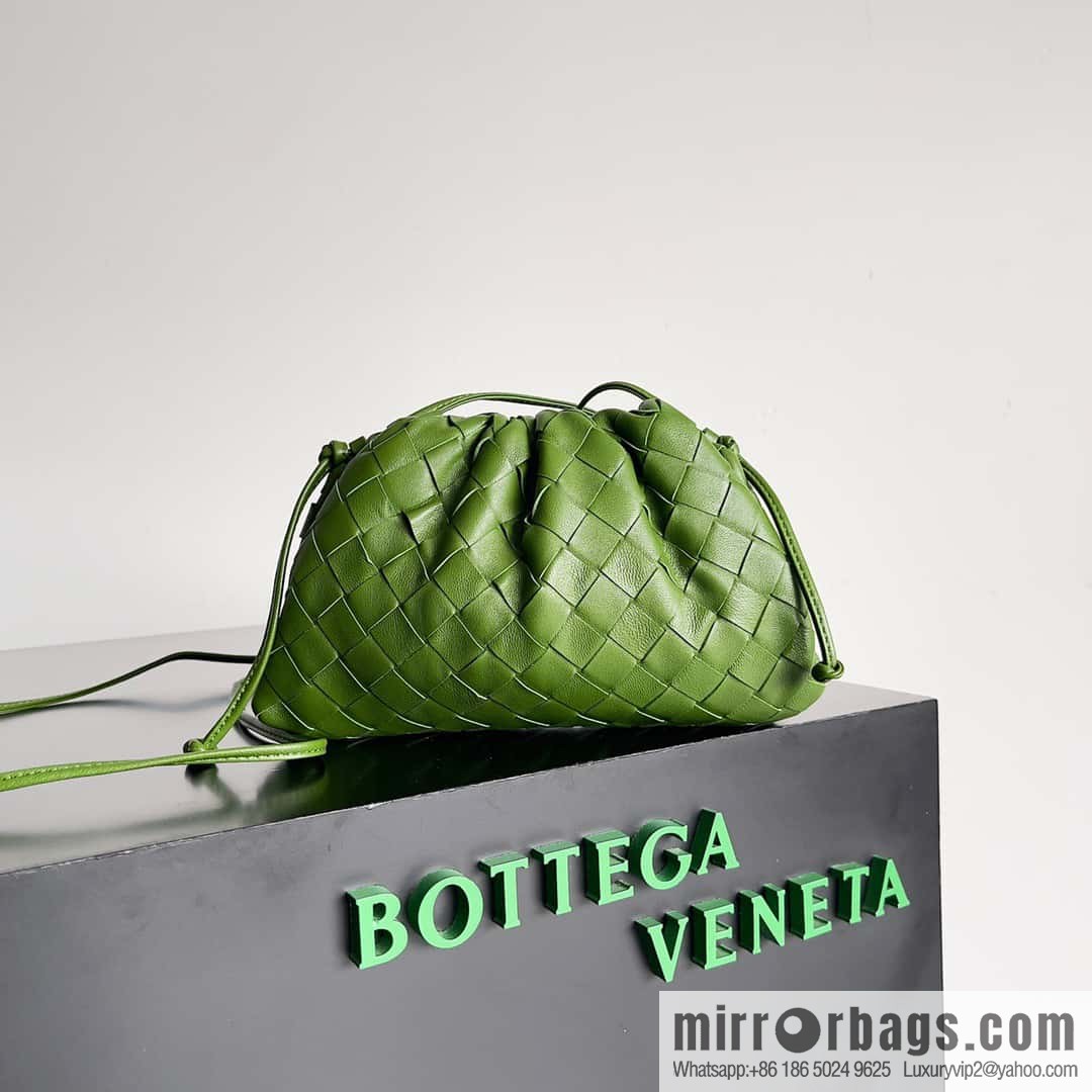 Bottega Veneta THE MINI POUCH 22CM Woven Cloud Bag 585852 Sage Green