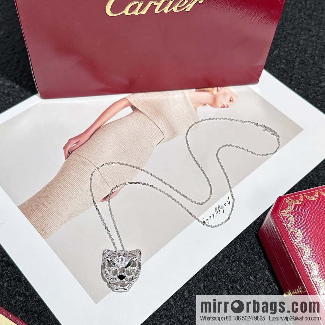❗️CNC version ❗️ ☀️ Cartier classic hollow full diamond leopard long necklace ☀️