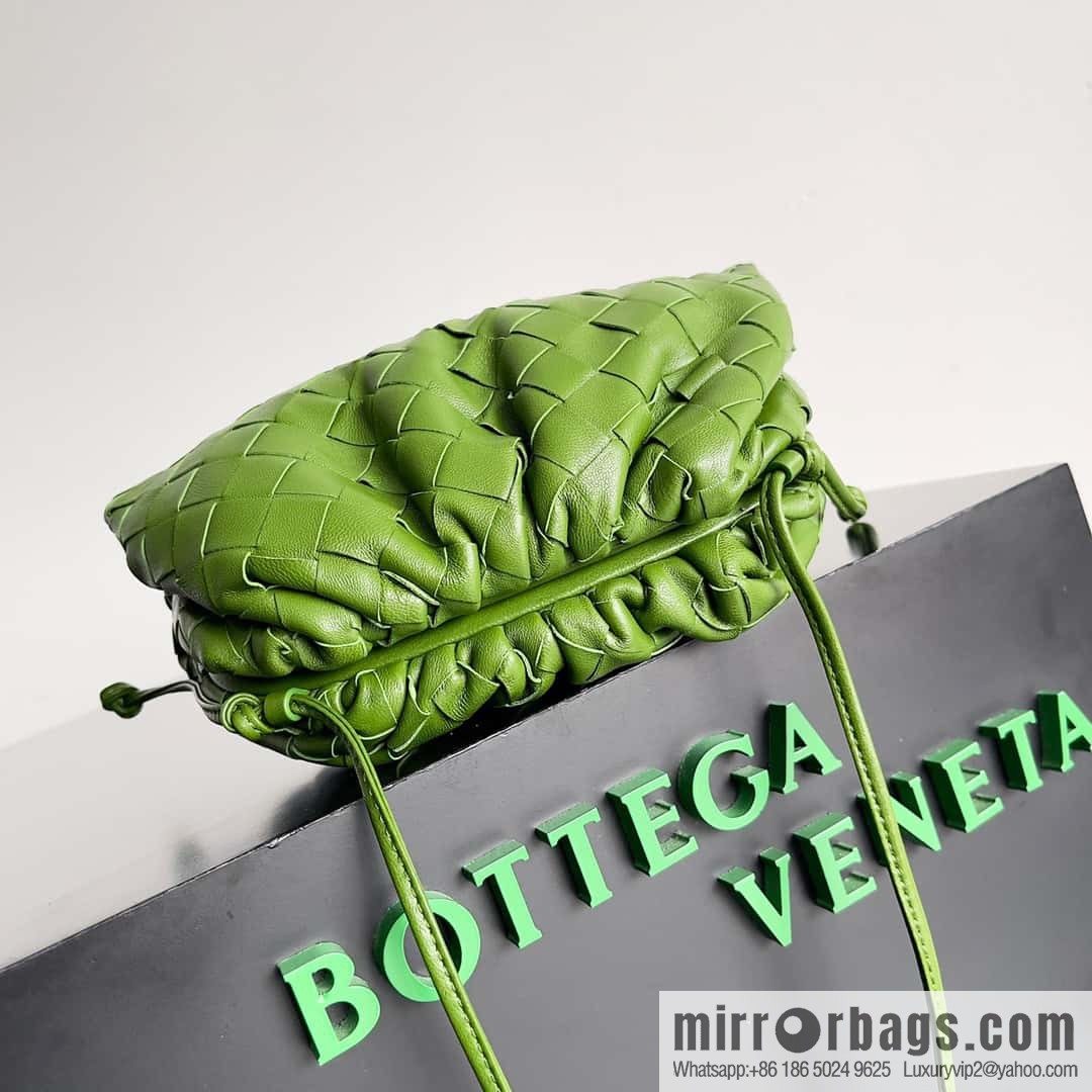 Bottega Veneta THE MINI POUCH 22CM Woven Cloud Bag 585852 Sage Green
