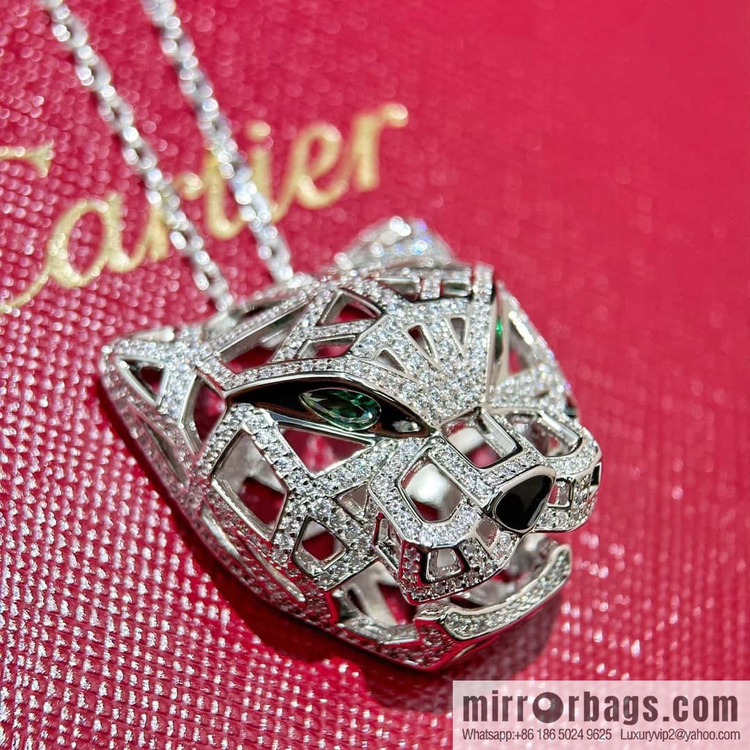 ❗️CNC version ❗️ ☀️ Cartier classic hollow full diamond leopard long necklace ☀️