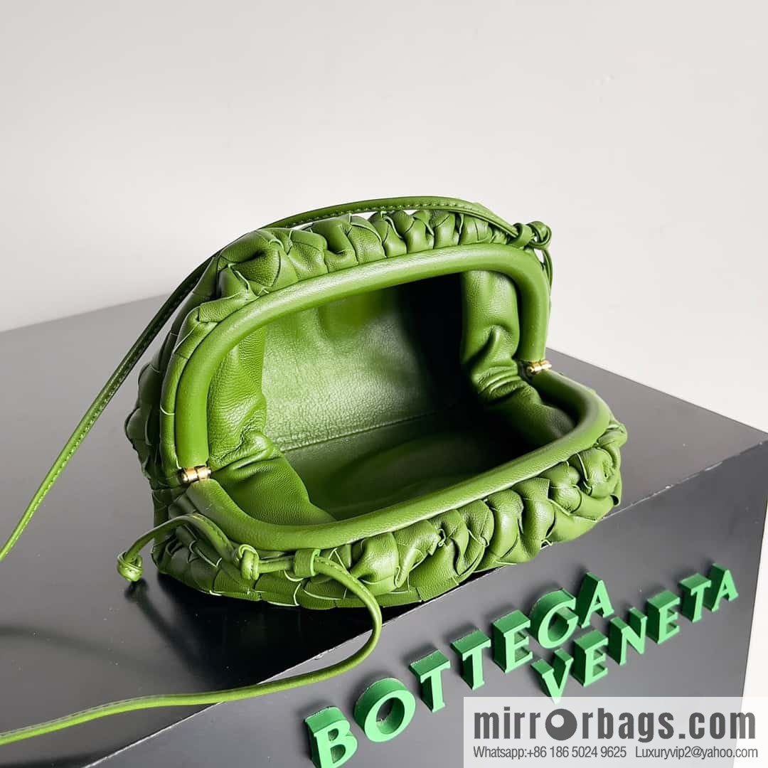 Bottega Veneta THE MINI POUCH 22CM Woven Cloud Bag 585852 Sage Green