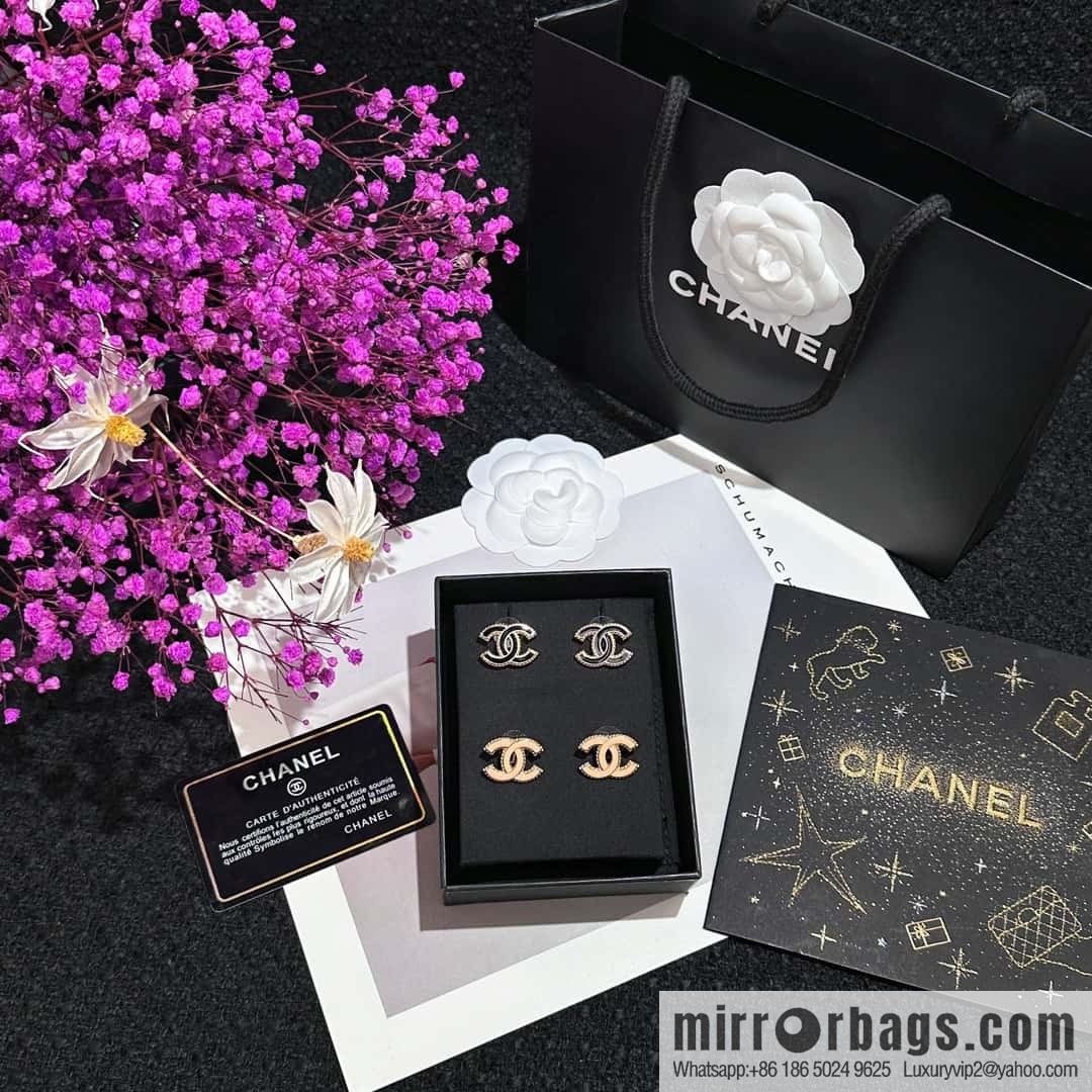 ❗️New ❗️ ☀️ new ☑️ chanel c1 double c black pink oil stud earrings ☀️