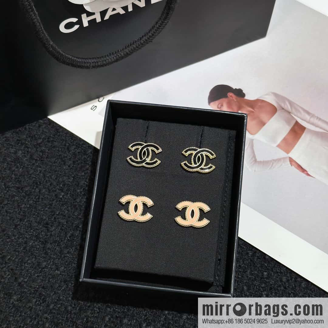 ❗️New ❗️ ☀️ new ☑️ chanel c1 double c black pink oil stud earrings ☀️