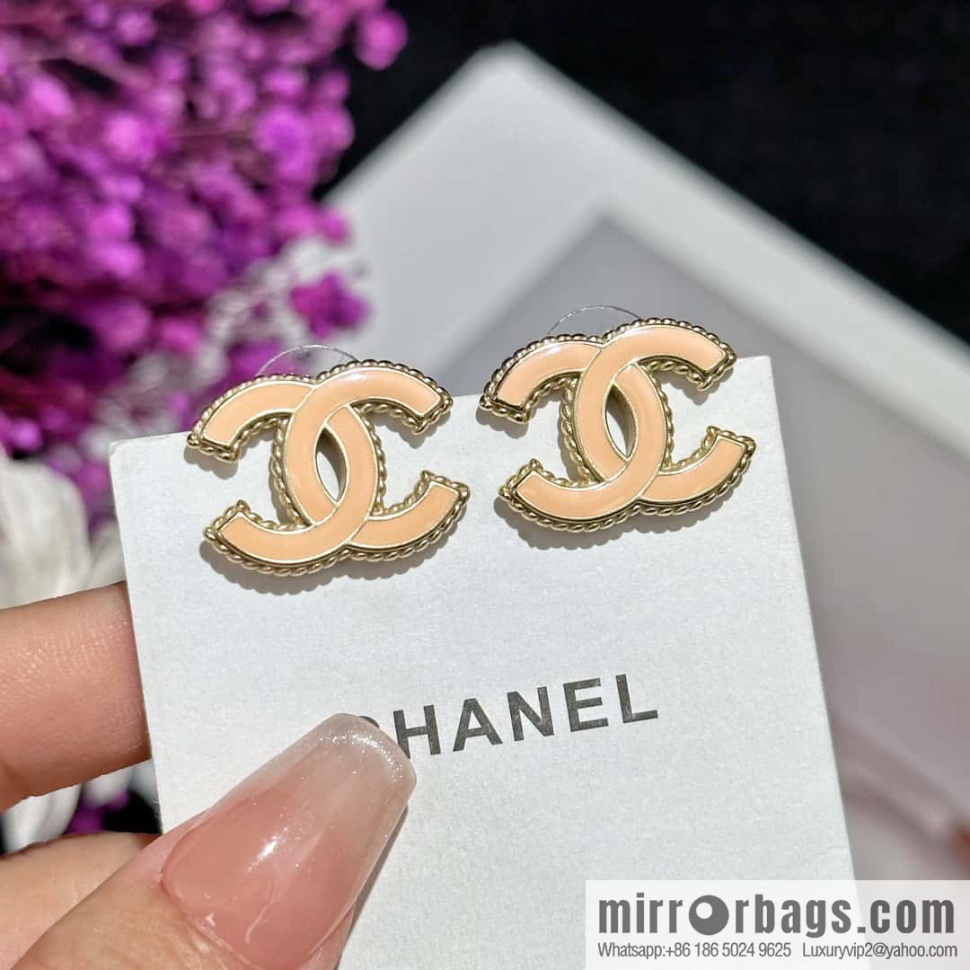 ❗️New ❗️ ☀️ new ☑️ chanel c1 double c black pink oil stud earrings ☀️