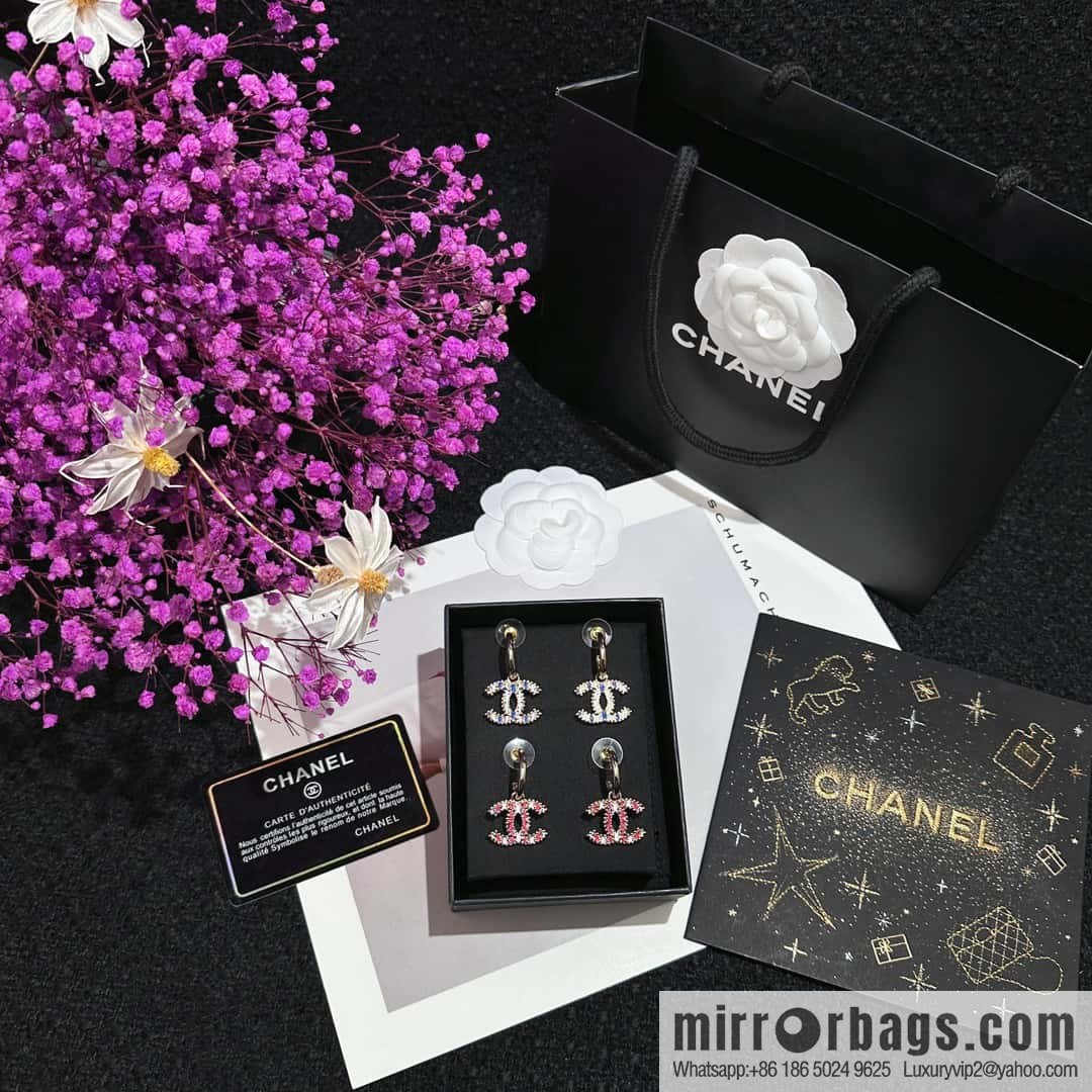 ❗️New ❗️☀️ new ☑️ chanel c2 double c gradual change pink and blue oil stud earrings ☀️