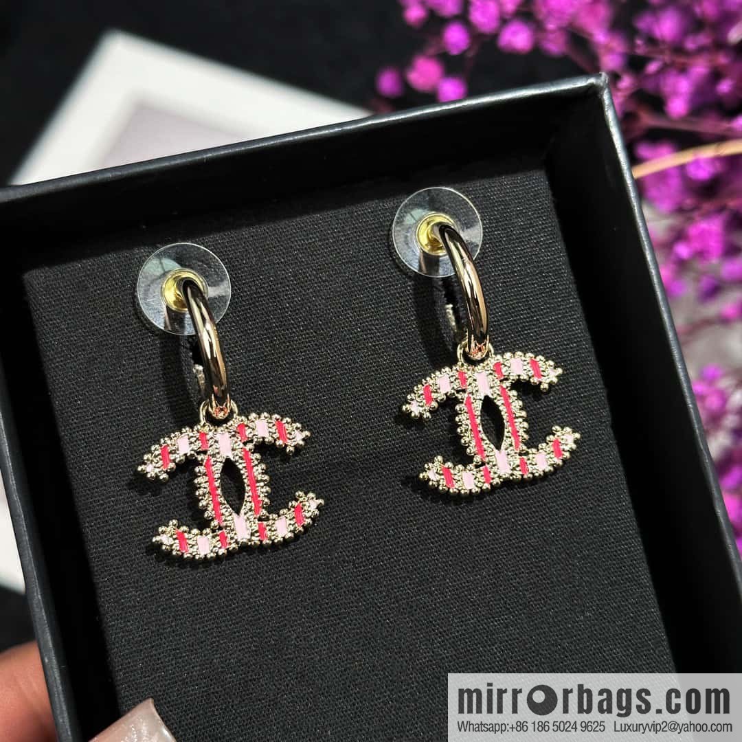 ❗️New ❗️☀️ new ☑️ chanel c2 double c gradual change pink and blue oil stud earrings ☀️