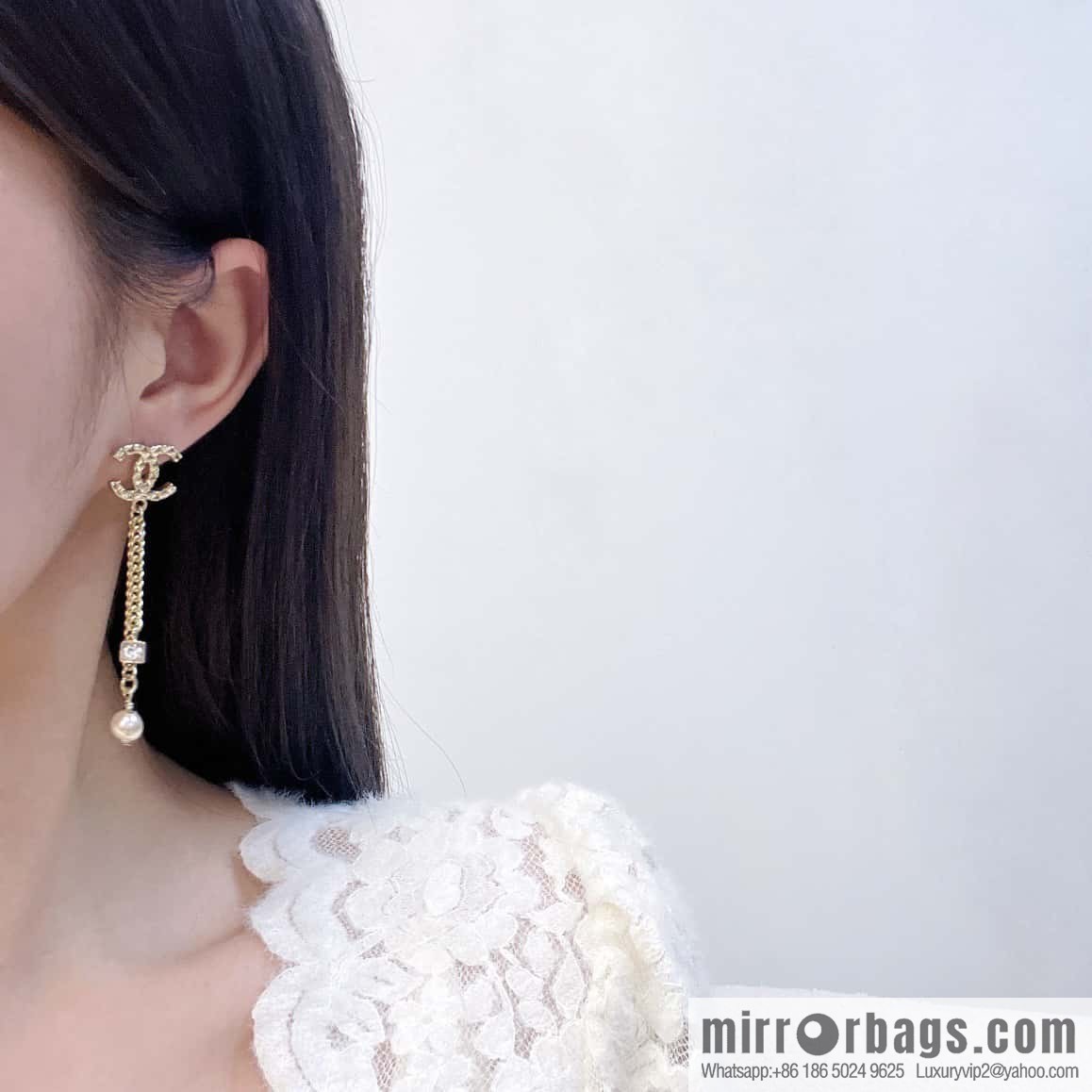 ❗️New ❗️☀️ new ☑️ chanel c1 double c tassel pearl stud earrings ☀️