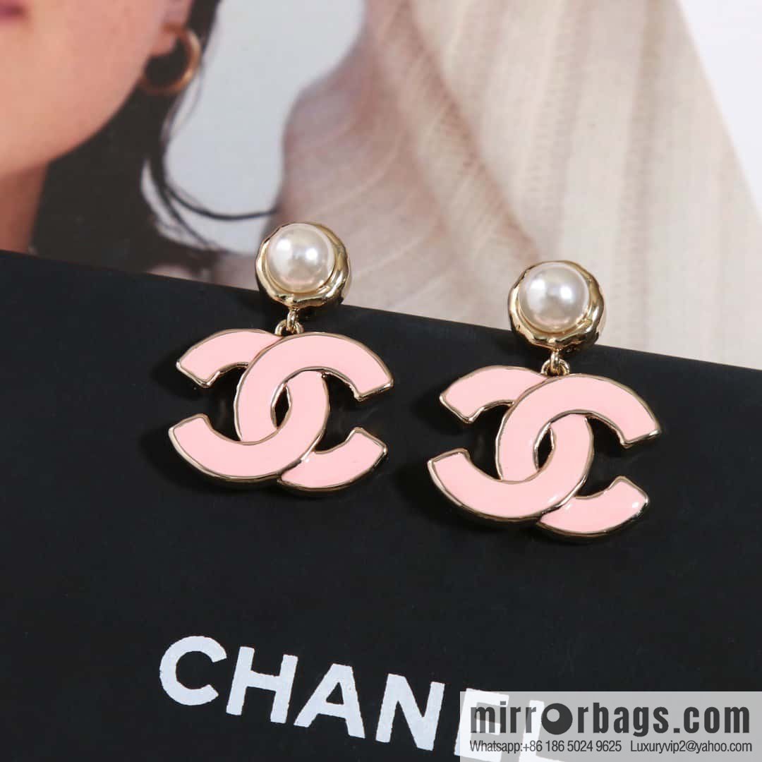 ☀️New ☑️ chanel c2 double c pink black oil drop pearl earrings ☀️