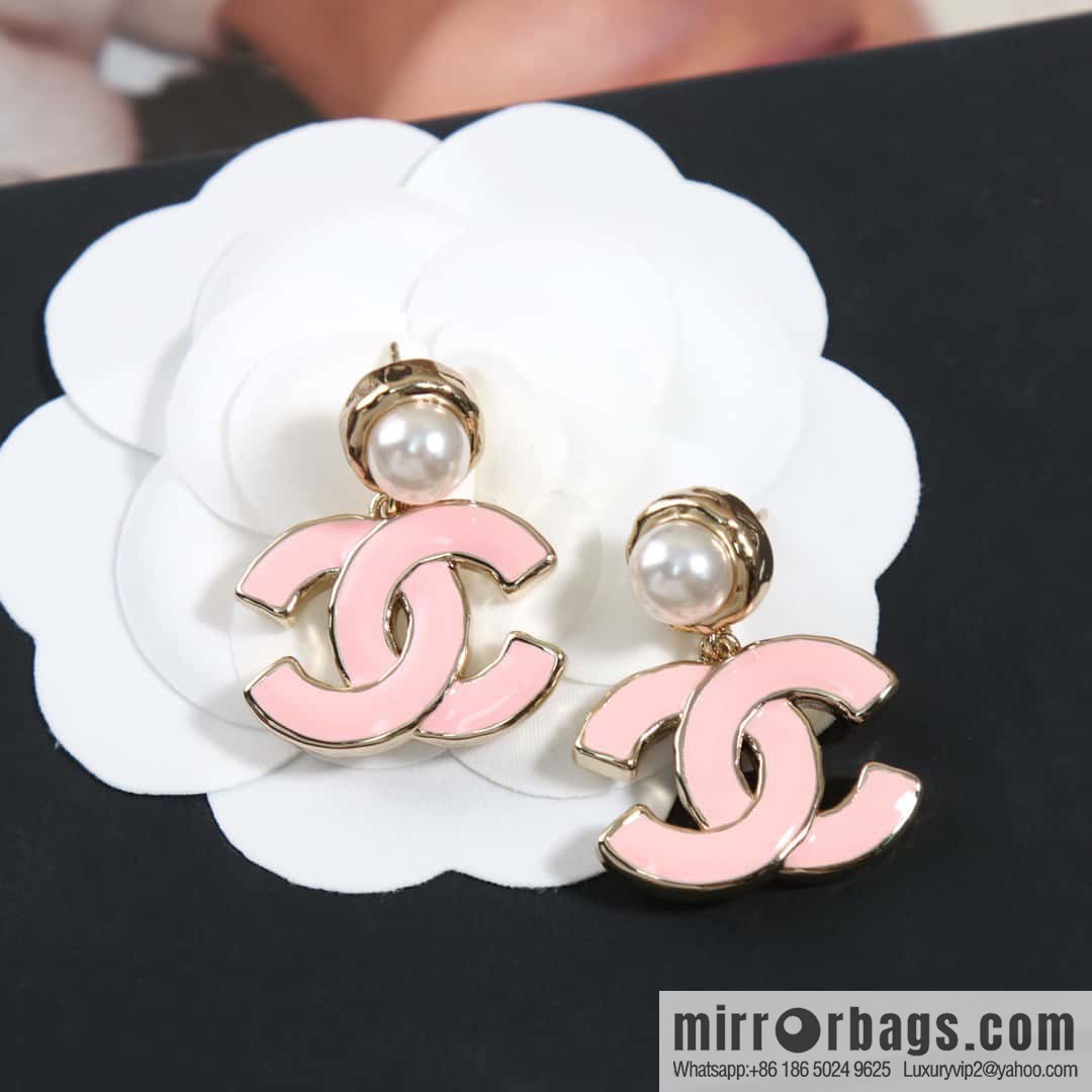 ☀️New ☑️ chanel c2 double c pink black oil drop pearl earrings ☀️