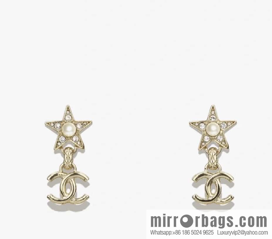 ❗️New ❗️ ☀️ new ☑️ chanel c2 double c pearl pentagram ⭐ star stud earrings ☀️