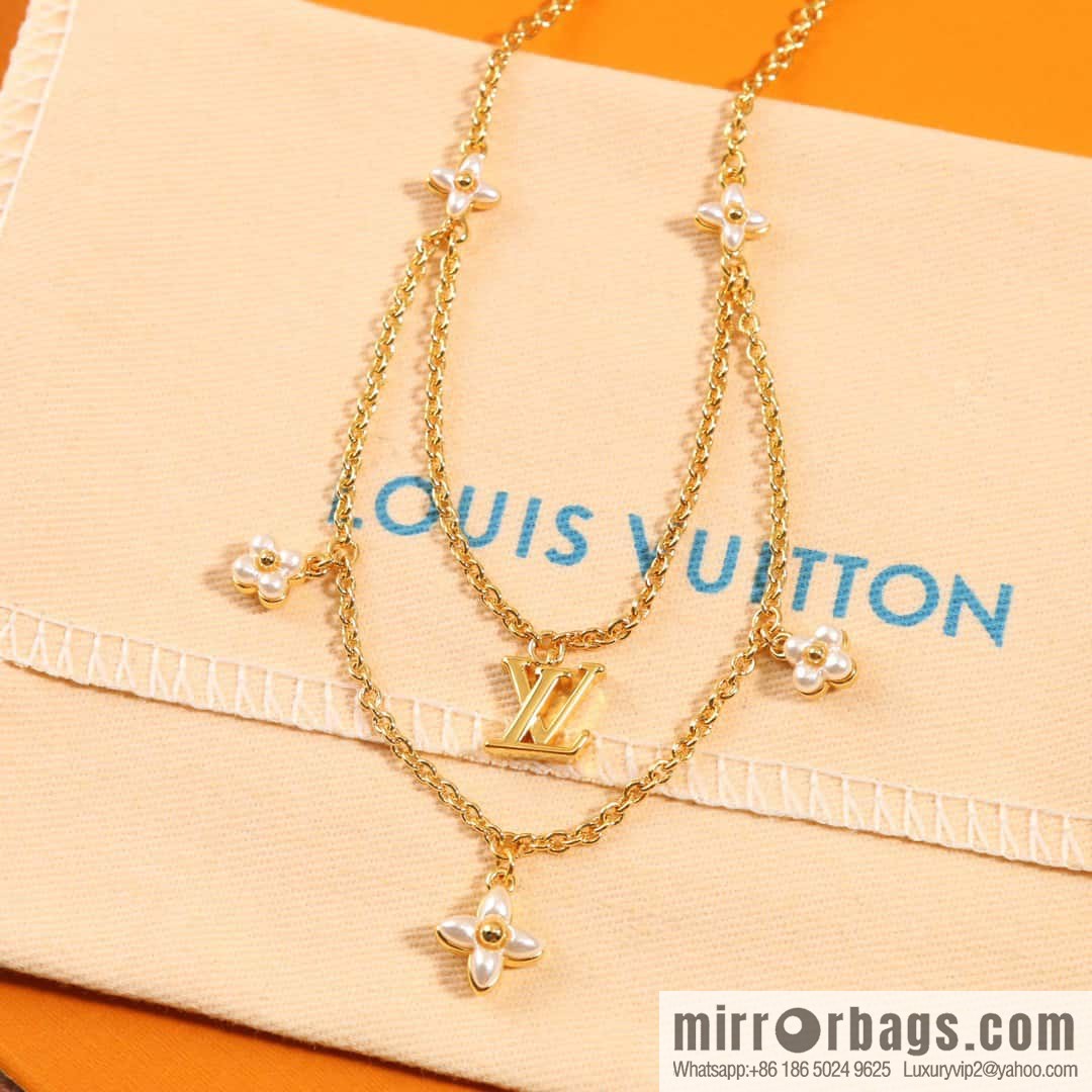 ☀Louis Vuitton Louis Vuitton LV Double White Shellfish Flower FLORAGRAM Necklace