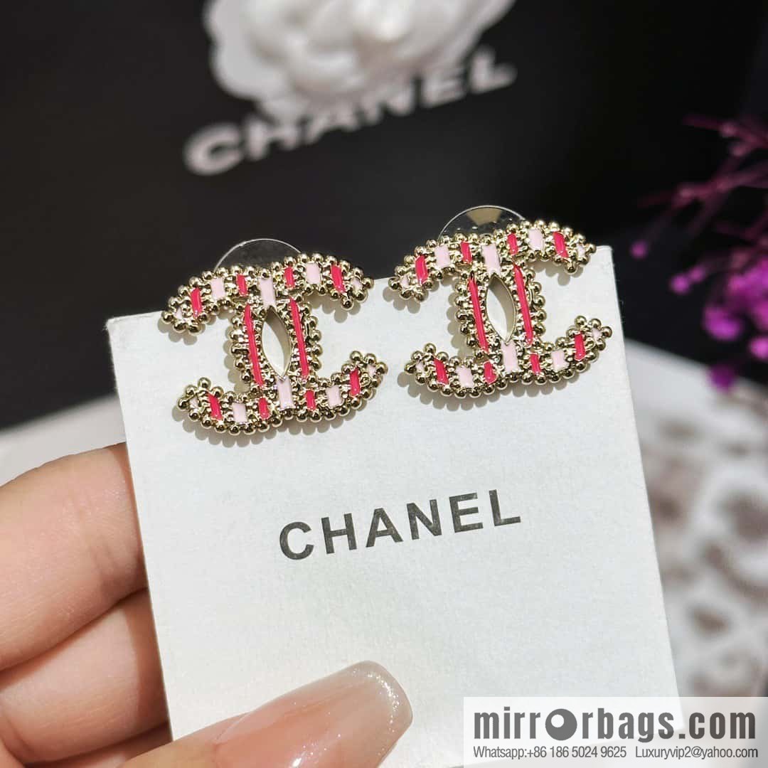 ❗️New ❗️☀️ new ☑️ chanel c1 double c vertical stripe enamel stud earrings ☀️