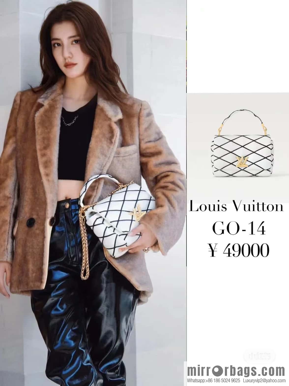 [Boutique‑grade] M22890 white, full leather rhombus chain bag series GO-14 Teist medium handbag M22891