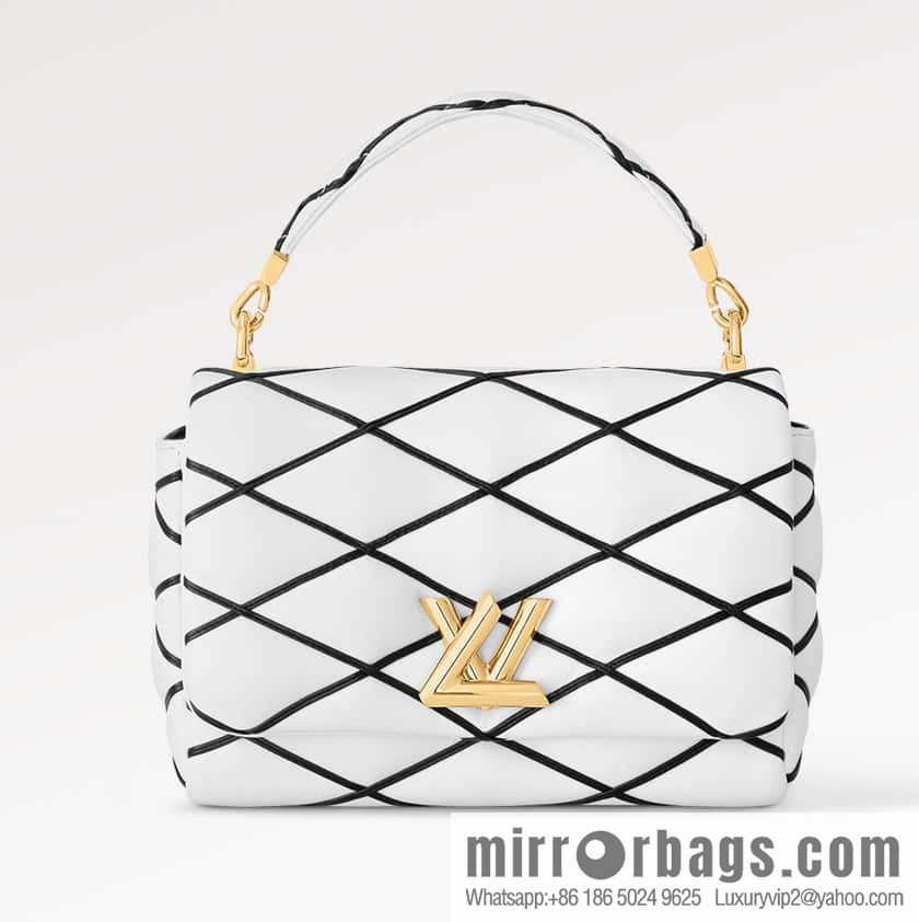 [Boutique‑grade] M22890 white, full leather rhombus chain bag series GO-14 Teist medium handbag M22891